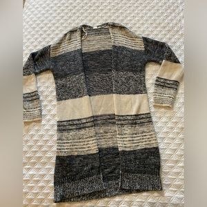 Marled stripe open-front cardigan